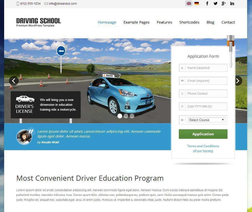 Criação de sites para Escola de condução